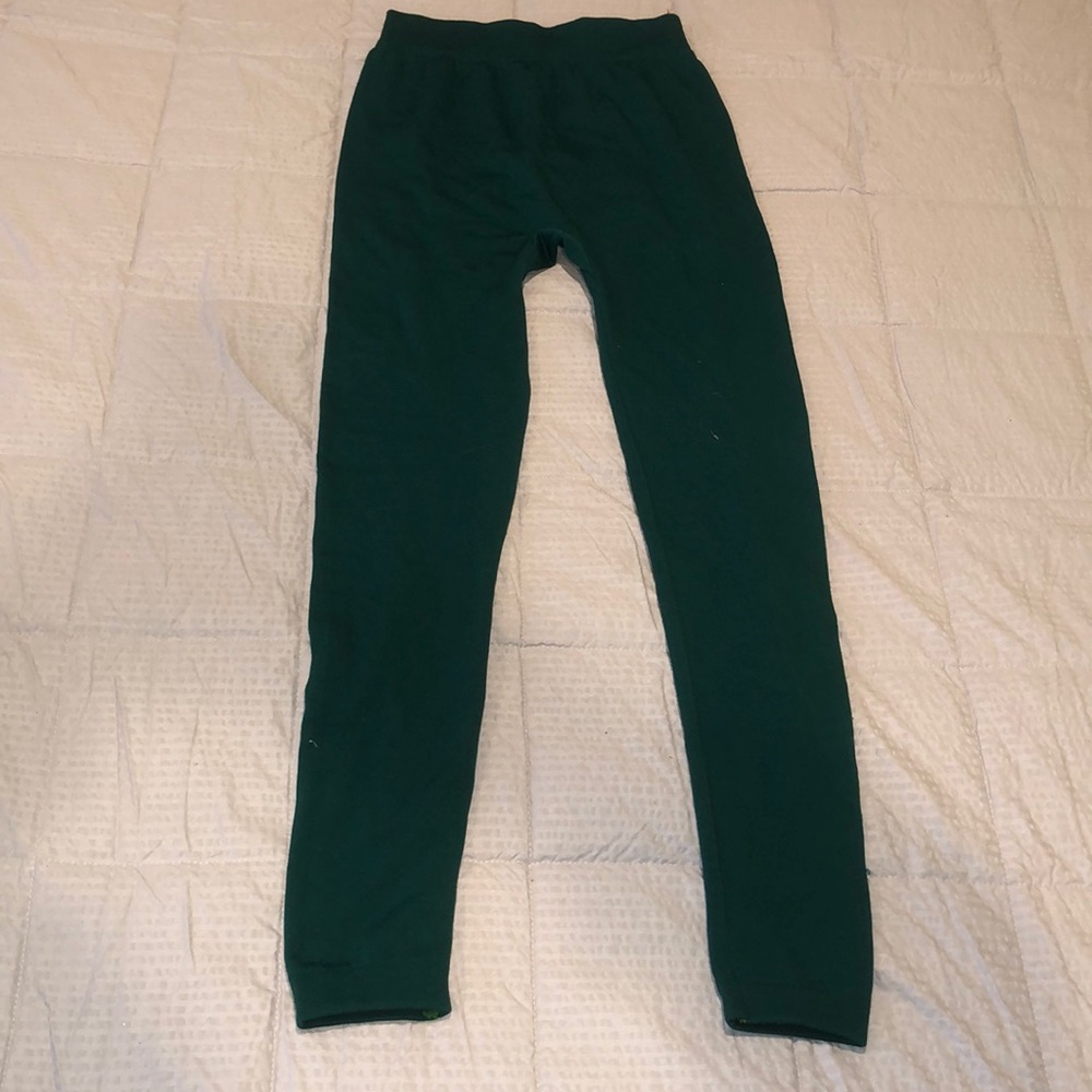 Green fleece lined leggings